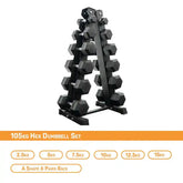 105kg hex dumbbell with rack